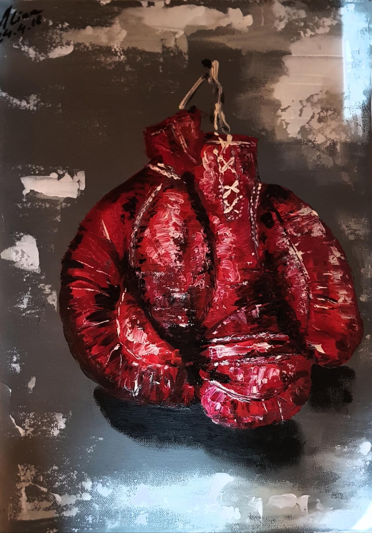 ArteDiAlina.com painting: my gloves are red